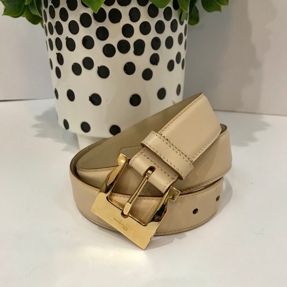 Salvatore Ferragamo Accessories - Ferragamo Belt Tan Leather with Square Buckle